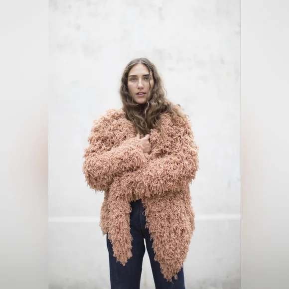 Ryan Roche Furry Cashmere Cardigan Rose Wood